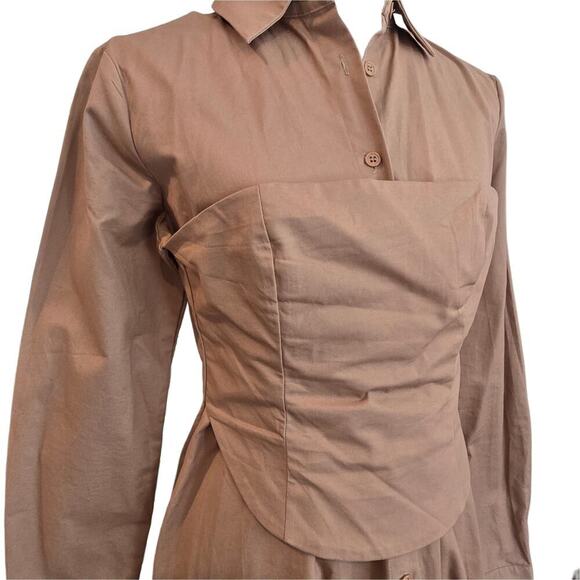 Misguided Sorset Waist Poplin Shirt Button-up Shirt Dress Sz 4 - Picture 2 of 9
